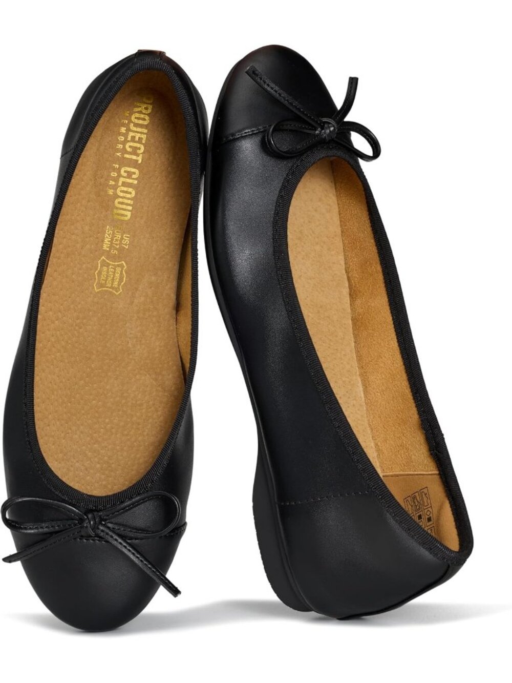 Women Black Combo Genuine Leather Insole Ballet Lightweight Mary Jane Flat Shoes